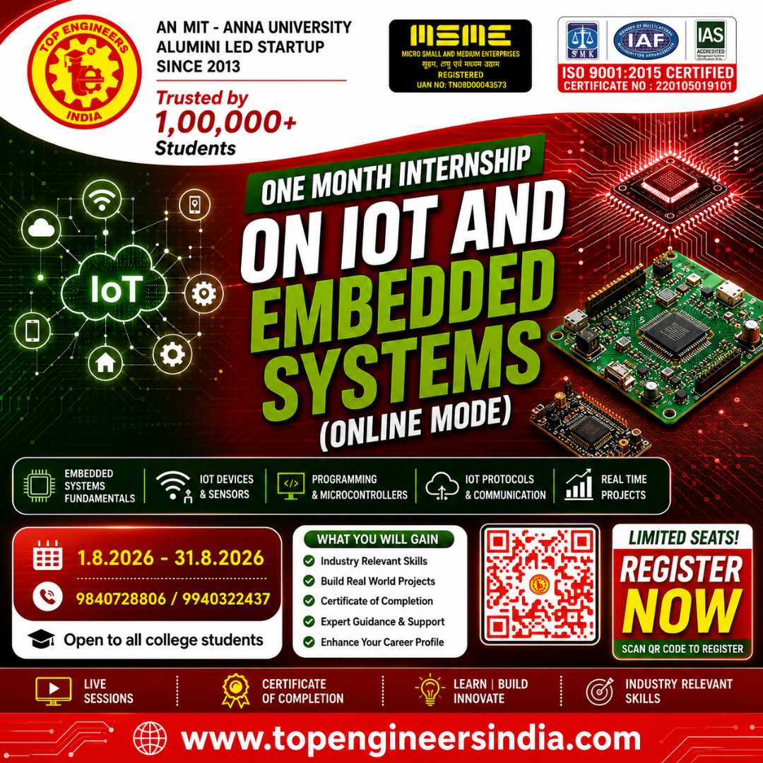 One Month Internship on IoT and Embedded (Online Mode) 2026