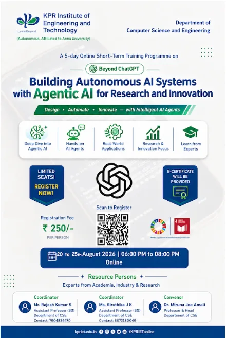 5-Day Online Short-Term Training Programme (STTP) on Building Autonomous AI systems with Agentic AI for research and Innovation