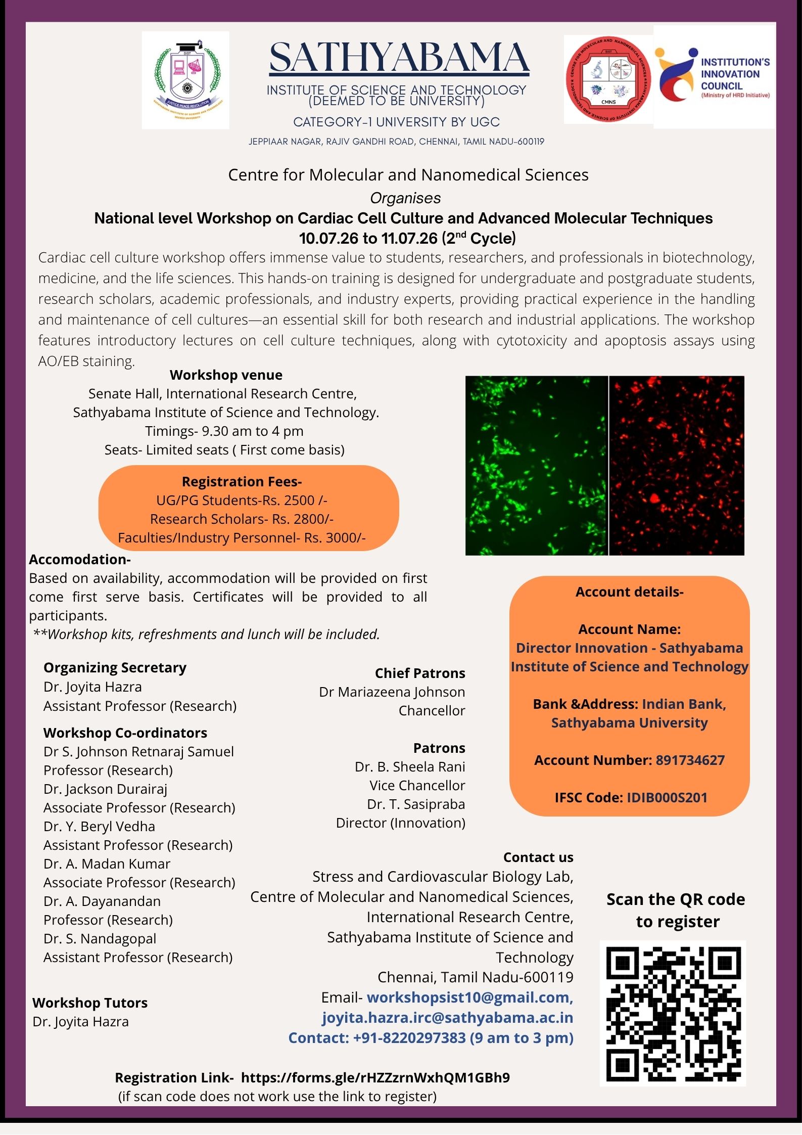 National level workshop on Cardiac Cell Culture and Advanced Molecular Techniques 2026