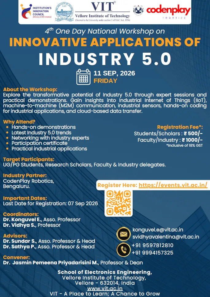 4th One Day National Workshop on "Innovative Applications of Industry 5.0 2026