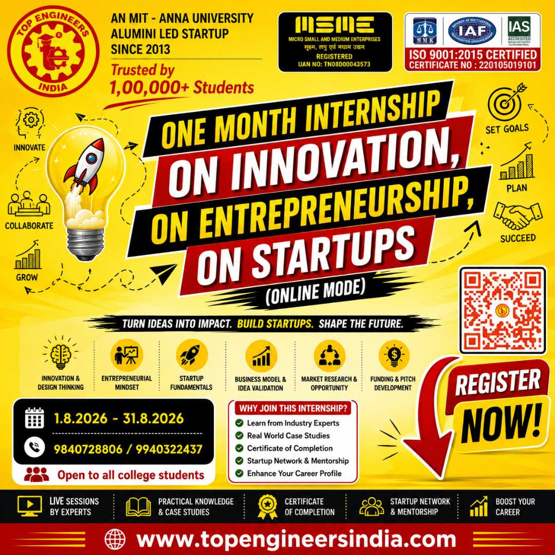 One Month Internship on Innovation, Entrepreneurship and Startups (Online Mode)